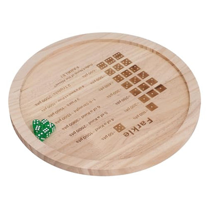 Farkle Dice Tray, Premium Wooden Dice Tray for Classic Family Game Night, Improve Math Skills with 6 & Storage Bag (Round 30cm) - color: Round 30cm