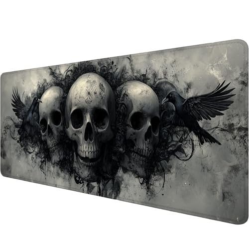 Ghost Skull Fog Desk Pad Mouse Pad Dark Skull Crow XL Mouse Pad Large Mousepad Extended Laptop Keyboard Mat Gaming Desk Pad Mouse Mat 31.5"x11.8" Office Computer Keyboard Laptop Home - color: Ghost Skull Fog_009, size: 11.8" x 31.5"