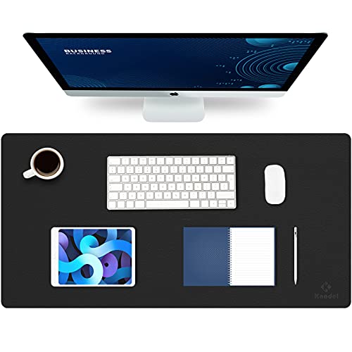 K KNODEL Large Office Leather Desk Mat, Mouse and Keyboard Pad, Computer and Laptop Mat, Desktop Protector and Cover, Writing Pad and Blotter (31.5"x15.7", Black) - color: Black, size: 31.5" x 15.7"