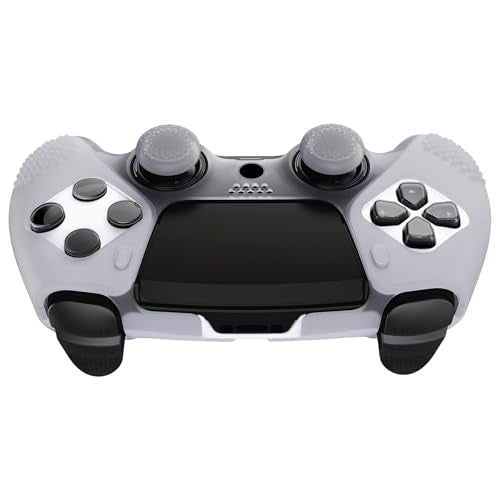 PlayVital 3D Studded Edition Anti-Slip Silicone Cover Case for ps5 Edge Controller, Soft Rubber Protector Skin for ps5 Edge Wireless Controller with 6 Thumb Grip Caps - Clear White - color: Clear White