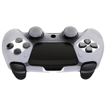 PlayVital 3D Studded Edition Anti-Slip Silicone Cover Case for ps5 Edge Controller, Soft Rubber Protector Skin for ps5 Edge Wireless Controller with 6 Thumb Grip Caps - Clear White - color: Clear White