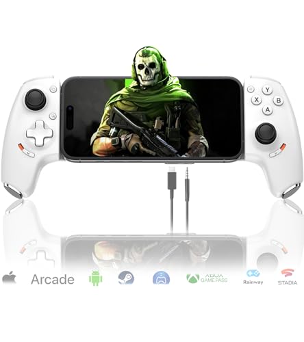 Mobile Gaming Controller for Android and iPhone 17/16/15 Series (USB-C) PS Remote Player Gamepad for PS5/PS4/Xbox/PC with Hall Joysticks/Hall Trigger/3.5mm Audio Jack/Cloud Gaming Controller, Plug & Play - color: White, size: 3.5mm Audio Version