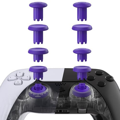 eXtremeRate ThumbsGear V3 Interchangeable Ergonomic Thumbsticks for PS5 Controller, Replacement Analog Thumb Sticks for PS4 Controller - 4 Height Adjustable Convex & Concave Grip Joysticks - Purple - color: Purple