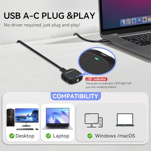 USB Microphone No Speaker with Magnetic & Flat Mount, for PC/Mac | Noise Canceling, Mute Button & LED Indicator, Plug & Play, for Zoom/Teams/Gaming/Class