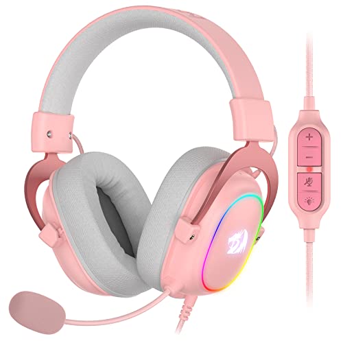 Redragon H510 Zeus-X RGB Pink Wired Gaming Headset - 7.1 Surround Sound - 53MM Audio Drivers in Memory Foam Ear Pads w/Durable Fabric Cover- Multi Platforms Headphone - USB Powered for PC/PS4/NS - color: Pink H510 RGB