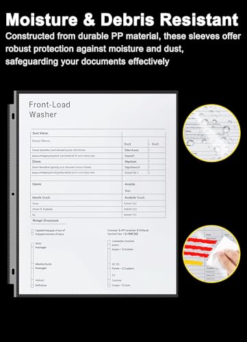 Golbsart Sheet Protectors 8.5 x 11, Page Protectors for 3 Ring Binder 100ct | Acid-Free Clear Plastic Binder Sleeves Top-Loading, Reinforced 3-Hole Edge for 3 Ring Binder, Letter Size Document Protection