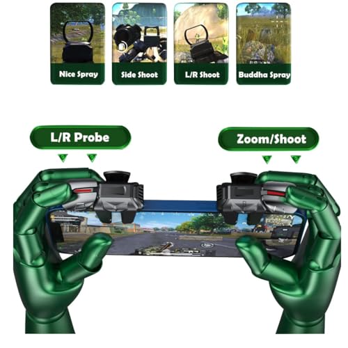 rinsfox Fox Game Triggers With Finger Sleevs, Mobile Game Controllers 6 Finger, Plug and Play Gaming Trigger for iOS and Android Phone(PUBG/Fortnite/Rules)
