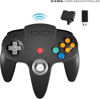 KIWITATA Wireless N64 Controller for Switch Games, 2.4GHZ Wireless N64 Remote Game Pad Joystick Controller Compatible with N64 Console, Switch/Switch Lite/Switch OLED, MAC, PC Windows 7,8,10,11 Black - color: black