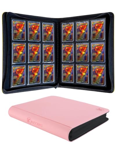 Top loader Binder - Holds 324+ Top Loaders for Cards, 9 Pocket Top Loader Binders with Sleeves for 3" x 4" Rigid Card Holders for Baseball, Football and other Cards (Pink) - color: Pink