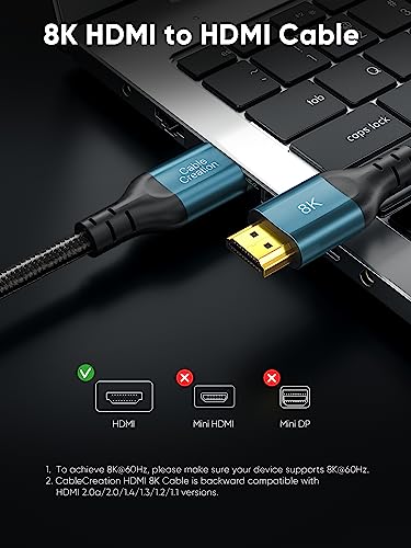 CableCreation HDMI Cable 8K, HDMI for PS4 (48Gbps, 8K@60Hz) - 6.6 Feet, Xbox Series X HDMI Cable, eARC HDR HDCP 2.2 2.3 - color: Blue, size: 6.6Ft