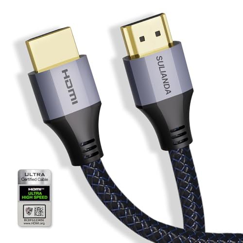 Certified Ultra High Speed HDMI Cable 3.3ft(1m) 48Gbps, Supports 8K@60Hz 4K@120Hz 2K@144Hz HDR10+ eARC HDCP2.3 Compatible with Xbox Series X/S,PS5,TVs,Monitors,Projectors，Home Theater System