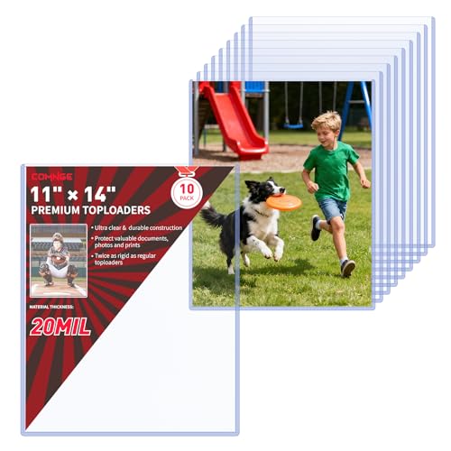 10ct 11"x14" Toploader - Heavy Duty Clear Photo Artwork Protector Holder | 20Mil Rigid Top Loaders from Scratches, Dust and Fading, Blue-tint UV Protection, for Display & Storage, Frame alternative - size: 10ct 11" x 14" Photo Toploader 20Mil