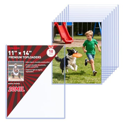 10ct 11"x14" Toploader - Heavy Duty Clear Photo Artwork Protector Holder | 20Mil Rigid Top Loaders from Scratches, Dust and Fading, Blue-tint UV Protection, for Display & Storage, Frame alternative - size: 10ct 11" x 14" Photo Toploader 20Mil