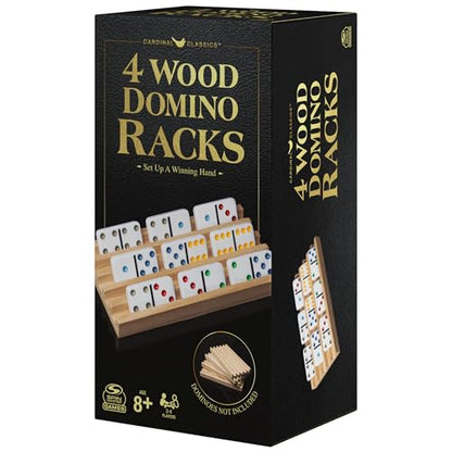 Spin Master Games Wooden Domino Racks Set of 4 Trays Classic Board Game - style: 4 Wooden Domino Rack