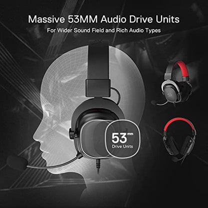 Redragon H510 Zeus-X RGB Wired Gaming Headset - 7.1 Surround Sound - 53MM Audio Drivers in Memory Foam Ear Pads w/Reliable Fabric Cover- Multi Platforms Headphone - USB Powered for PC/PS4/NS - color: Black H510 RGB