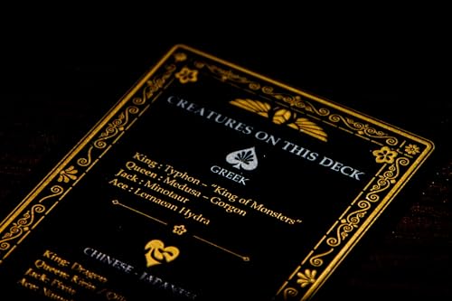 Mythical Creatures Playing Cards - Black, Silver & Gold Edition | Waterproof PVC | Greek, Norse, Egyptian, East Asian Designs | Custom Hand-Drawn Art