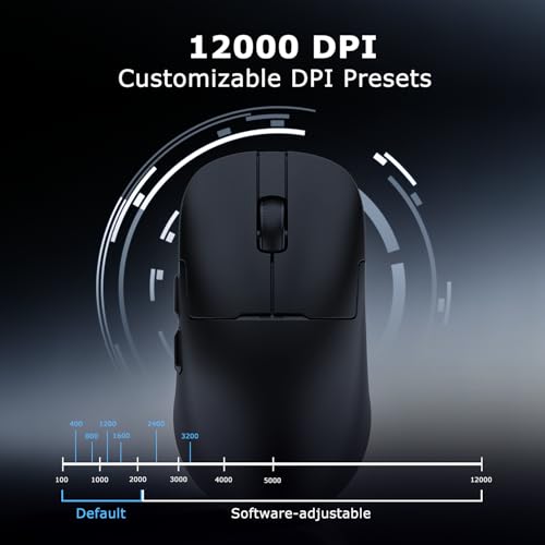 AJ159P MC Wireless Gaming Mouse, 12000 DPI, Tri-Mode 2.4G/Bluetooth/Wired, Magnetic RGB Charging Dock, 56g Ultra-Light, Programmable 6 Buttons - Perfect for Gaming, Work & Travel (Black) - color: Black