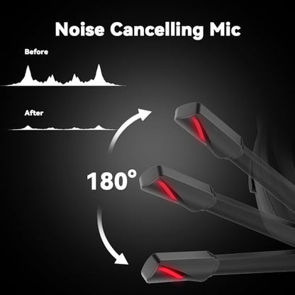 Jimonyer Gaming Headset with Microphone, 7.1 Surround Sound and Noise Canceling Over Ear Headphones for PC/PS4/PS5/Xbox Series/Switch, RGB Light and Soft Imitation Protein Earmuffs(Black) - color: Black