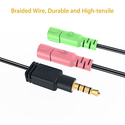MillSO Headset Adapter, 3.3 Feet 3.5mm Mic and Audio Headphone Splitter (TRRS Male to 2 TRS Female) CTIA 4 Pole Stereo Jack Y Cable for Dual-Plug Headset to PS4, Xbox One, Phone, Laptop, PC - size: 1 Pack / 3.3 Feet