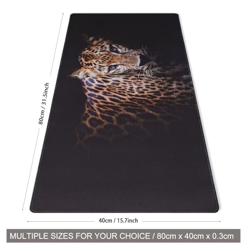 Gaming Mouse Pad XXL 31.5” x 15.75”, Leopard Mouse Pad，Black Desk Pad, Pad for Keyboard and Mouse, Computer Desk Pad, Spill-Proof Surface and Anti-Skid Base 80 x 40cm - color: Leopard, size: 31.5L x 15.8W inches