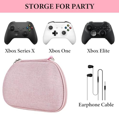 GEEKRIA Controller Travel Case Compatible with Xbox Series X/S & Xbox One, Hard Shell Carrying Bag with Joystick Protection, Cable storage, Controller Retention Strap (Pink) - color: Pink