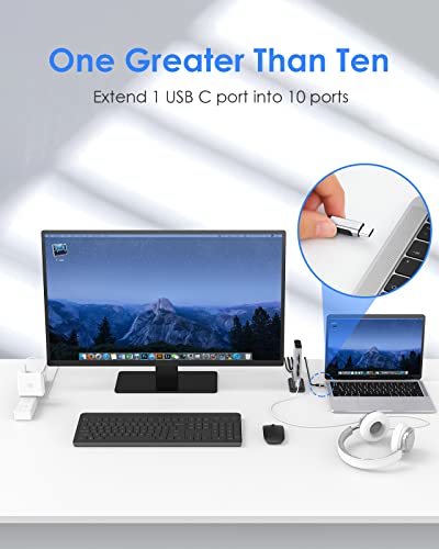 LENTION Docking Staion Dual Monitor 4K HDMI & 1080P VGA, Ethernet, USB 3.0 | 3.3ft Detachable Cable, 100W PD, Card Readers, 3.5mm Audio, Vertical Design, Compatible with macOS, Windows & ChromeOS (D55) - color: Silver