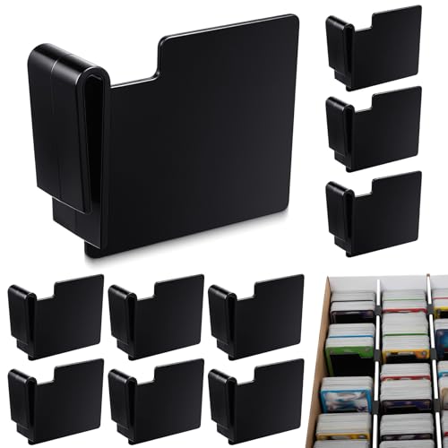Chunful 10 Pcs Black Card Box Dividers, ABS Trading Card Dividers Clip Storage Separator clips the cardboard side wall for Sports Baseball Cards Organizer (Max Opening Width:6mm Fits Double Wall) - color: Black, size: Max Opening Width:6mm Fits Double Wal