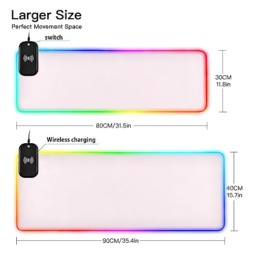 Lavender Blush RGB Gaming Mouse Pad, Large Mousepad with 14 Lighting Modes, Big Mouse Mat LED Extended Mouse Pad Anti-Slip, Computer Keyboard Mousepad Mat 35.4 x 15.7 Inch - color: Lavender Blush, size: Extended XX-Large 35.4x15.7in