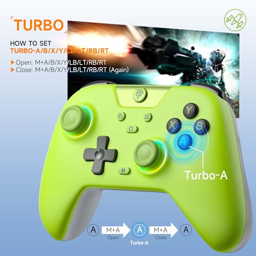 EasySMX X05 2.4g Wireless Controller for PC/iPhone/Android/Switch & Steam Deck- Bluetooth Controller Gamepad with Hall Effect Joysticks and Trigger,Turbo,Rumble Vibration and RGB Lighting - color: Lime