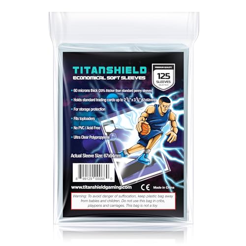 TitanShield 125 Count 60-Microns Thickness Soft Penny Card Sleeves 2-5/8” x 3-5/8” (67x94mm), Ultra Clear