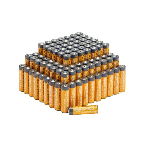 Amazon Basics 100-Pack AA Alkaline Batteries, 1.5 Volt, 10-Year Shelf Life, Reliable - size: 100 Count (AA/LR6)