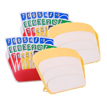 4pcs-Card Holder For Playing Cards, Large And Portable Playing Card Holder, Can Hold 40 Playing Cards In 3 Layers,Suitable For Family Gatherings, Elderly People, Etc.(2pcs Yellow And 2pcs Red)