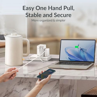 Modular Laptop Charging Station, 140W, 3 * 40W Retractable USB C Chargers, 8 Type C Ports with Cooling Power Strip, 260W Charging Hub