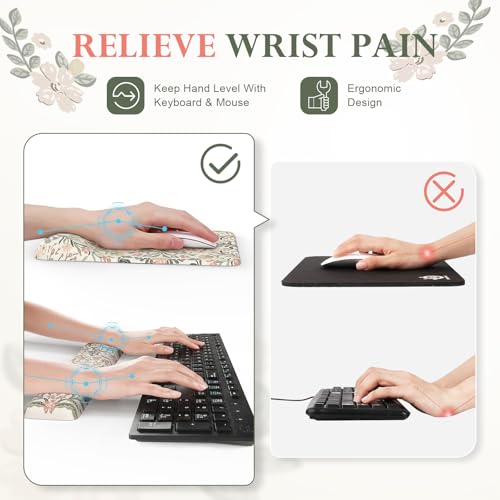 iLeadon Desk Protector Mat, Ergonomic Wrist Pad for Keyboard and Mouse | Non Slip Desk Mat with Wrist Rest, Extra Large Full Desk Mouse Pad with Coaster for Women Office, Cute Grey Design - color: Grey