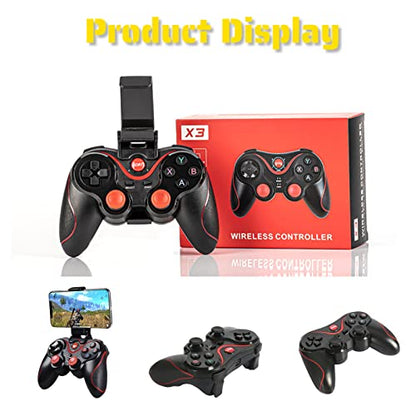 Yoidesu X3 Gaming Controller for Android for IOS Mobile Phone TV Computer CP VR, Dual Vibration Wired BT Game Remote Gamepad Joystick with Built in 400mAh Rechargeable Battery