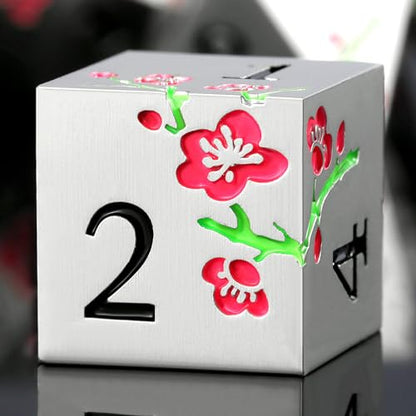 Metal DND Dice, DNDND 7 PCS Glow in The Dark Metallic D&D Dice Set with Gorgeous Gift Case for Dungeons and Dragon Tabletop Game (Glow in The Dark Pink) - color: Flower Glow Pink