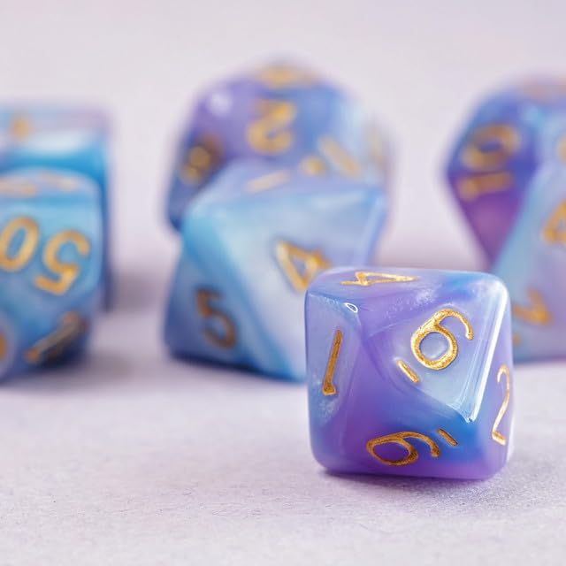 Sage’s Portal Stones DND Dice Set Acrylic Opaque 7-PC Polyhedral DND Dice Set for Dungeons and Dragons D&D Sage’s Cantrips RPG Tabletop TTRPG (Purple/Blue) - color: Purple/Blue