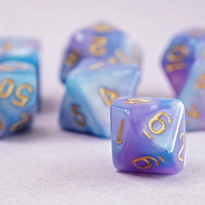 Sage’s Portal Stones DND Dice Set Acrylic Opaque 7-PC Polyhedral DND Dice Set for Dungeons and Dragons D&D Sage’s Cantrips RPG Tabletop TTRPG (Purple/Blue) - color: Purple/Blue
