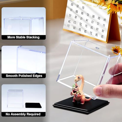 Clear Geodes Rocks Display Case,Minifigure Display Case Single Plastic Small Action Figure Storage Box for Small Collectibles Tabletop Decor (3*3*3in) - size: 3*3*3in