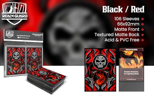 100ct Textured Matte TCG/MTG Card Art Sleeves (Black Red) - style: Black Red