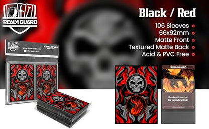 100ct Textured Matte TCG/MTG Card Art Sleeves (Black Red) - style: Black Red