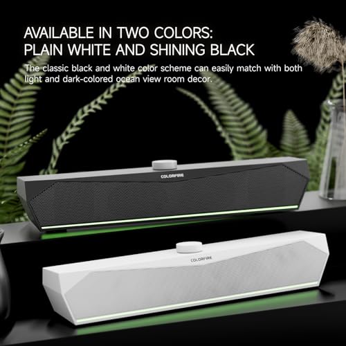 Computer Speakers, Gaming Soundbar for PC, USB Speakers, RGB Touch Lights | USB-A Powered 3.5mm Input, Compact Plug-and-Play for Desktop Laptop Monitor, Sound for Desktop, Laptop & Monitor