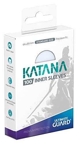 Ultimate Guard Katana Inner Card Sleeves, 100 Standard Size TCG Sleeves, 64 x 89mm, Clear, Tournament Sleeves, No PVC & Acid-Free, Optimal Double-Sleeving - color: Clear, size: Inner Standard