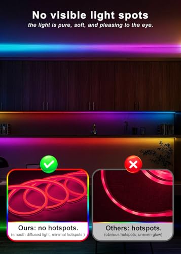 16.4FT Neon Rope Lights,Flexible RGB+IC LED Strip Lights,Remote Control,Multiple Modes,for Living Room,Bedroom,Holiday Decoration - size: RGBIC-5M