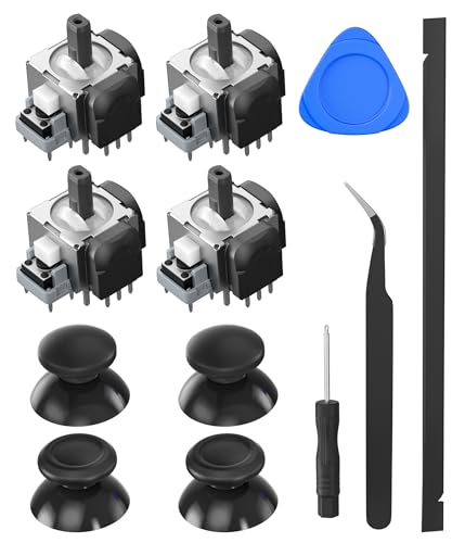 TMR Magnetic Joystick Replacement Kit with 4× Thumbstick Caps for PS5 DualSense/DualSense Edge Controller, Anti-Drift Electromagnetic Stick Repair Module, Soldering Required, for Sega Genesis Consoles - size: 4 Pieces