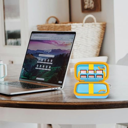Comecase Dual SSD Case for SanDisk Extreme Portable SSD and Extreme PRO | Holds 2 Drives & 12 SD Cards, Elastic Strap Fit 500GB/1TB/2TB/4TB/8TB, Cable Groove & Carabiner for Travel,Sky Blue,Box Only - color: Sky Blue