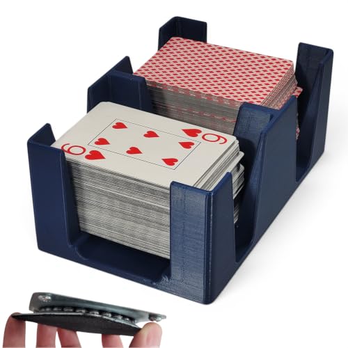 Revolving Six Deck Playing Card Tray for 2-6 Decks: Made in USA (Blue) | Rotates 360°, Plastic, Holds up to 6 decks, Includes swivel turn table base, for Canasta, Samba, Newt's Playing Cards - color: Blue, size: 6 Deck