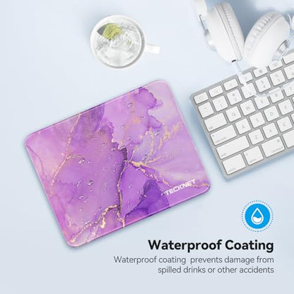 TECKNET Mouse Pad with Anti-fray Stitching, Waterproof Surface & Non-Slip Rubber Base with Stitched Edges Gaming Mouse Mat for Laptop，Compatible with Laser and Optical Mice - Purple Marble - color: Purple Marble-1 Pack