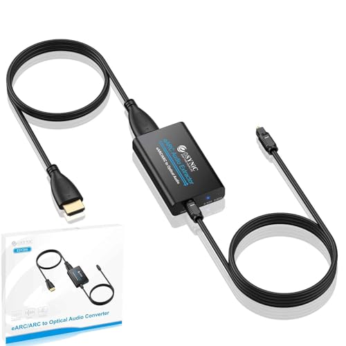 eSynic Professional 192Khz eARC & ARC to Optical Audio Extractor-No CEC | USB Powered-for HDTV to Optical Soundbar-7ft Long-Necessary to Setup On TV-Support PCM 2.0/Dolby 5.1/DTS 5.1 Audio Format - color: Black & Blue-1 Optical Output