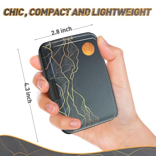 Credit Card Holder, Mini RFID Small Aluminum Card Wallet Business Card Case | Blocking Slim Metal RFID Blocking Front Pocket Wallet Hard Case Durable CC Holder for Men Boy, Cool Abstract Mountain - color: Cool Abstract Mountain